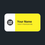 Porte-nom Custom Large Pin Name Tag or Magnetic with Logo<br><div class="desc">Easily personalize this Custom Safety Large Visitor or Employee Pin with name, profession, job title and business logo. A simple business design in vibrant bold gender neutral yellow and white colors fully customizable, sans-serif basic and modern fonts and a professional and clear look. Available with safety pin back or magnetic...</div>