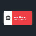 Porte-nom Custom Large Pin Name Tag or Magnetic with Logo<br><div class="desc">Easily personalize this Custom Safety Large Visitor or Employee Pin with name, profession, job title and business logo. A simple business design in red and white colors fully customizable, sans-serif basic and modern fonts and a professional and clear look. Available with safety pin back or magnetic back fastener, with rounded...</div>