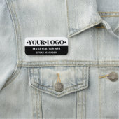 Porte-nom Custom Logo Employee Black White (En situation)