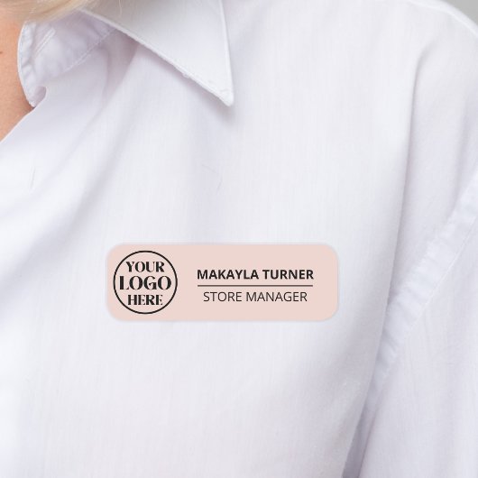 Porte-nom Custom Logo Employee Magnetic Or Safety Pin Pink