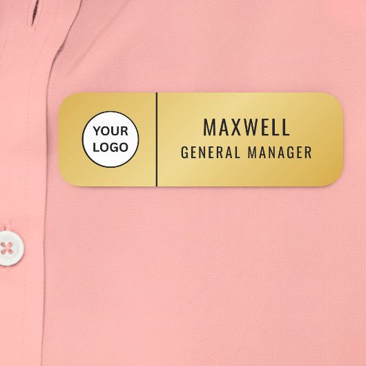 Porte-nom Custom Logo Employee Staff Safety Pin Gold