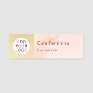 Porte-nom Custom Logo Name Tags for Employees - Pink & Gold