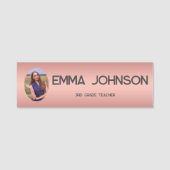 Porte-nom Custom Teacher Name with Photo – Rose Gold  (Devant)