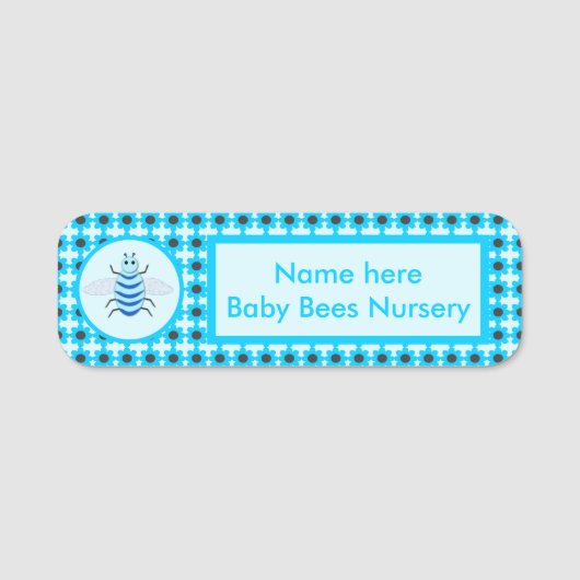 Porte-nom Cute Blue Baby Boy Bee Custom Nursery (Devant)