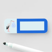 Porte-nom Cute Blue Baby Boy Stork (En situation)
