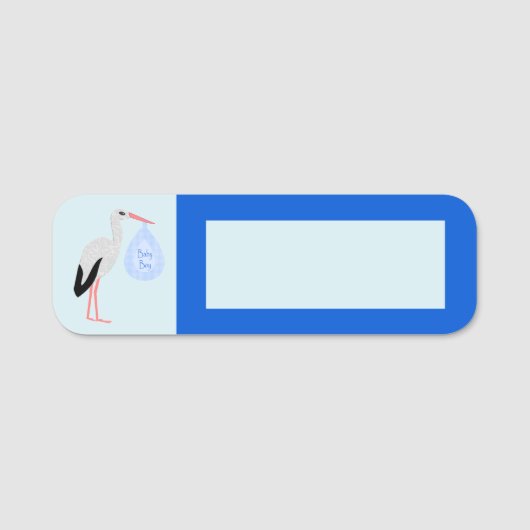 Porte-nom Cute Blue Baby Boy Stork (Devant)
