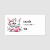 Porte-nom Cute Bunnies Sharing a Heart (Devant)