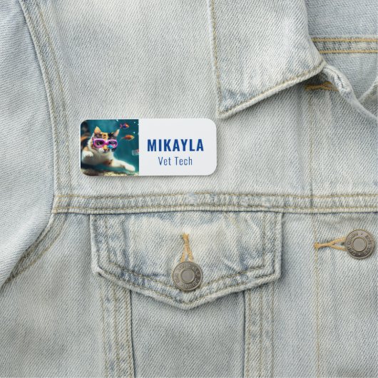 Porte-nom Cute Cat dans l'Aquarium (En situation)