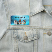 Porte-nom Cute Chats et Chiens Vétérinaire Bleu (En situation)