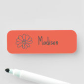 Porte-nom Cute, Fleur Orange Quirky (En situation)