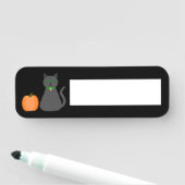Porte-nom Cute Halloween Chat et Citrouille (En situation)