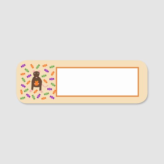 Porte-nom Cute Halloween Rat et Citrouille (Devant)