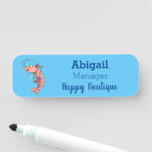 Porte-nom Cute happy shrimp, dessin animé de crevettes (En situation)