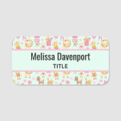 Porte-nom Cute Pattern avec Whimsical Animals & Toys (Devant)