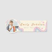 Porte-nom Cute Rainbow Custom Kid Name & Photo  (Devant)
