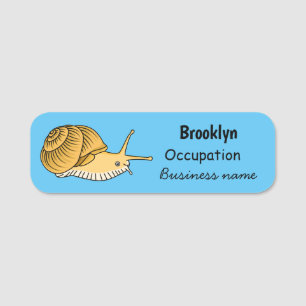 Porte-nom Cute yellow snail cartoon