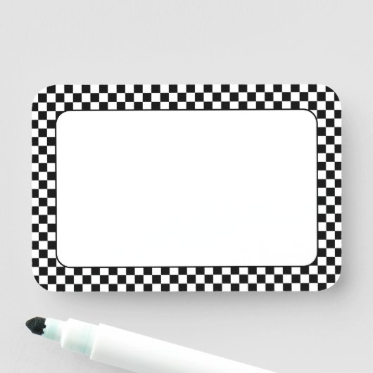 Porte-nom Damier Noir et Blanc 3x2 (En situation)