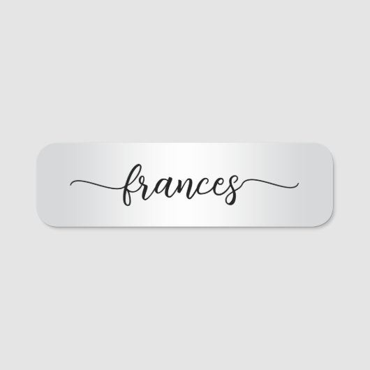 Porte-nom Dégradé argenté pâle écriture manuscrite (Devant)