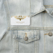 Porte-nom Dentelle D'Or Sur Les Damas Blanches (En situation)