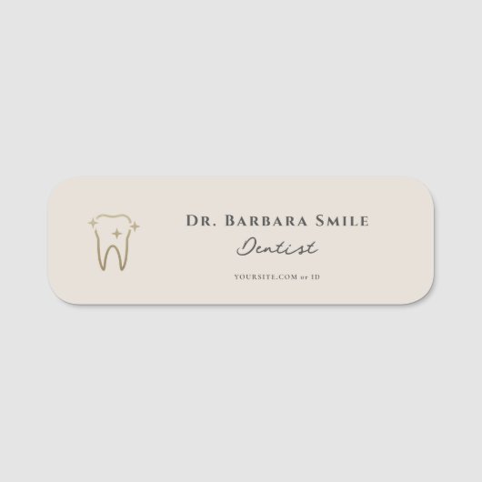 Porte-nom Dentiste esthétique dentaire sable beige (Devant)