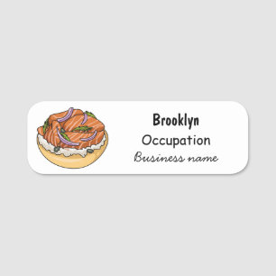 Porte-nom dessin animé de bagel saumon