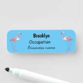 Porte-nom dessin animé d'oiseau Flamant rose (En situation)