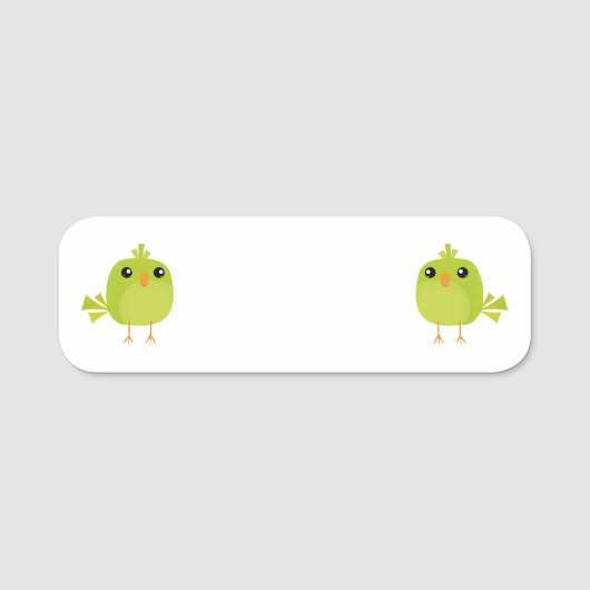 Porte-nom Dessin Animé Oiseau Vert (Devant)