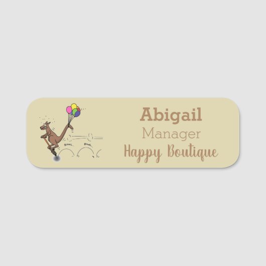 Porte-nom Dessin d'humour australien kangourou (Devant)