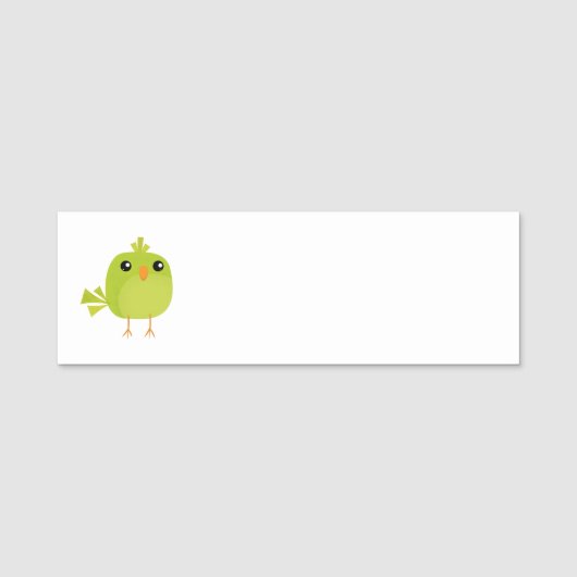 Porte-nom Dessin d'oiseau vert (Devant)
