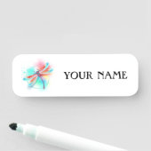 Porte-nom Dragonfly rouge sur l'arrière - plan aquarelle (En situation)