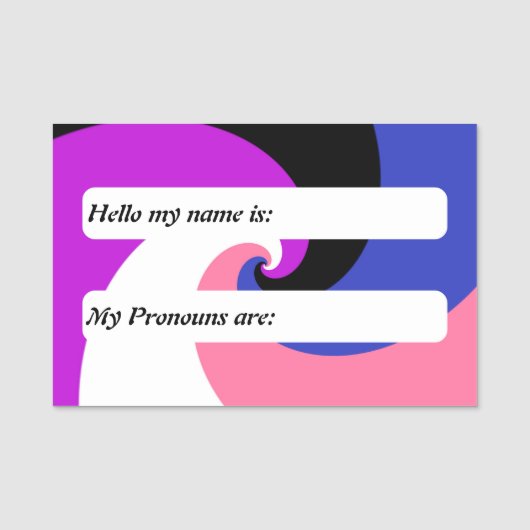 Porte-nom Drapeau de fierté Genderfluid à spirale groovy per (Devant)