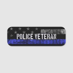 Porte-nom Drapeau de police vétéran en détresse