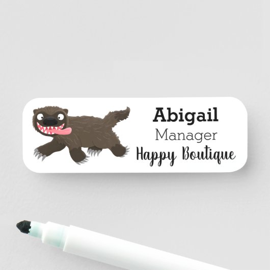 Porte-nom Drôle animal avide de carcajou (En situation)