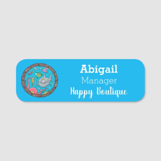 Porte-nom Drôle des créatures marines sous l'eau dessin anim (Devant)