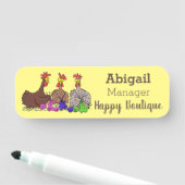 Porte-nom Drôle dessin animé de poulets de tricot (En situation)