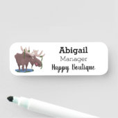 Porte-nom Drôle dessin animé d'orignal heureux (En situation)