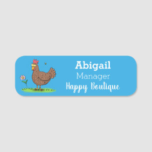 Porte-nom Drôle poulet rustique whimsical dessin animé