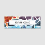 Porte-nom Eau bleu moderne Baleine Côtière (Devant)