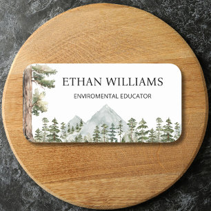 Porte-nom Eau personnalisée de forêt verte aquarelle