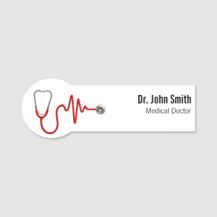 Porte-nom ECG Wave Stethoscope EKG Heartbeat Line Médicale