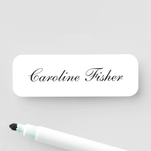 Porte-nom Écriture manuscrite classique Simple Blanc (En situation)