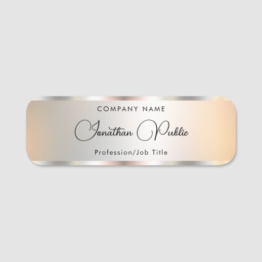 Porte-nom Écriture manuscrite Modèle client Faux Silver (Devant)