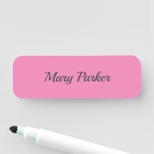 Porte-nom Écriture manuscrite Nom professionnel simple rose (En situation)