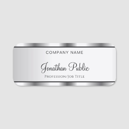 Porte-nom Écriture manuscrite Texte élégant Modèle moderne (Devant)