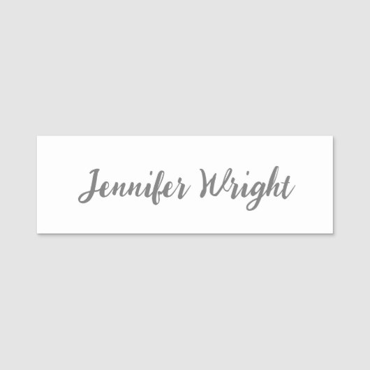 Porte-nom Écriture minimaliste professionnelle gris blanc (Devant)