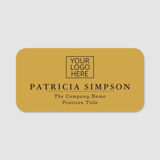 Porte-nom Elégance jaune et noir moutarde : Ajouter logo, ti (Devant)