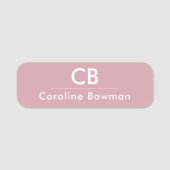 Porte-nom Élégance Muted - Rose Misty Nom moderne Balise (Devant)