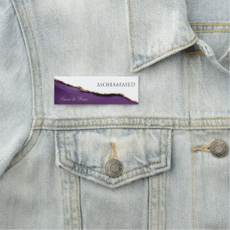 Porte-nom Élégant Agate violet moderne personnalisé