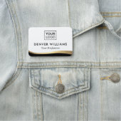 Porte-nom Élégant ajouter logo noir faux or dégradé bordure (En situation)