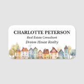 Porte-nom Elégant Aquarelle Homes Realtor Personnalisé (Devant)